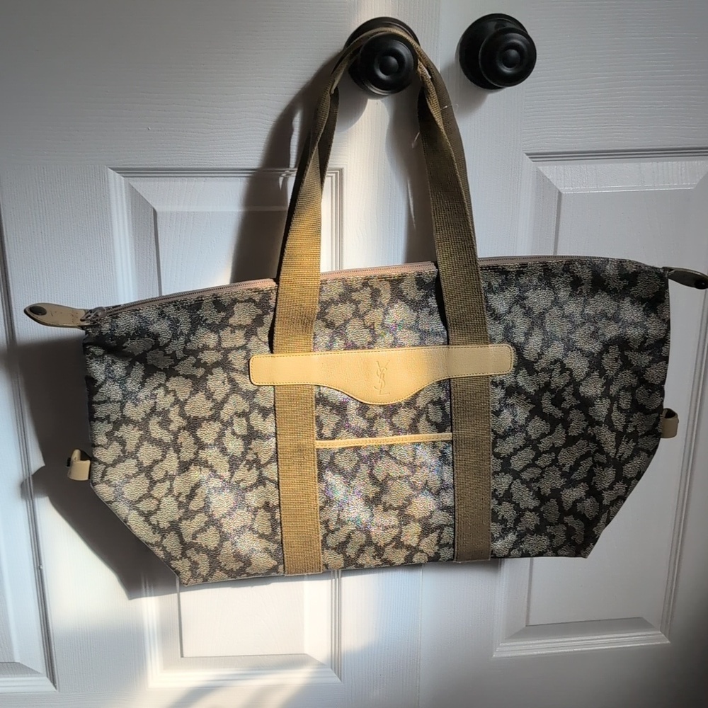 Vintage Yves Saint Laurent Giraffe-Print Boston Bag and Make-up Pouch - Picture 3 of 11